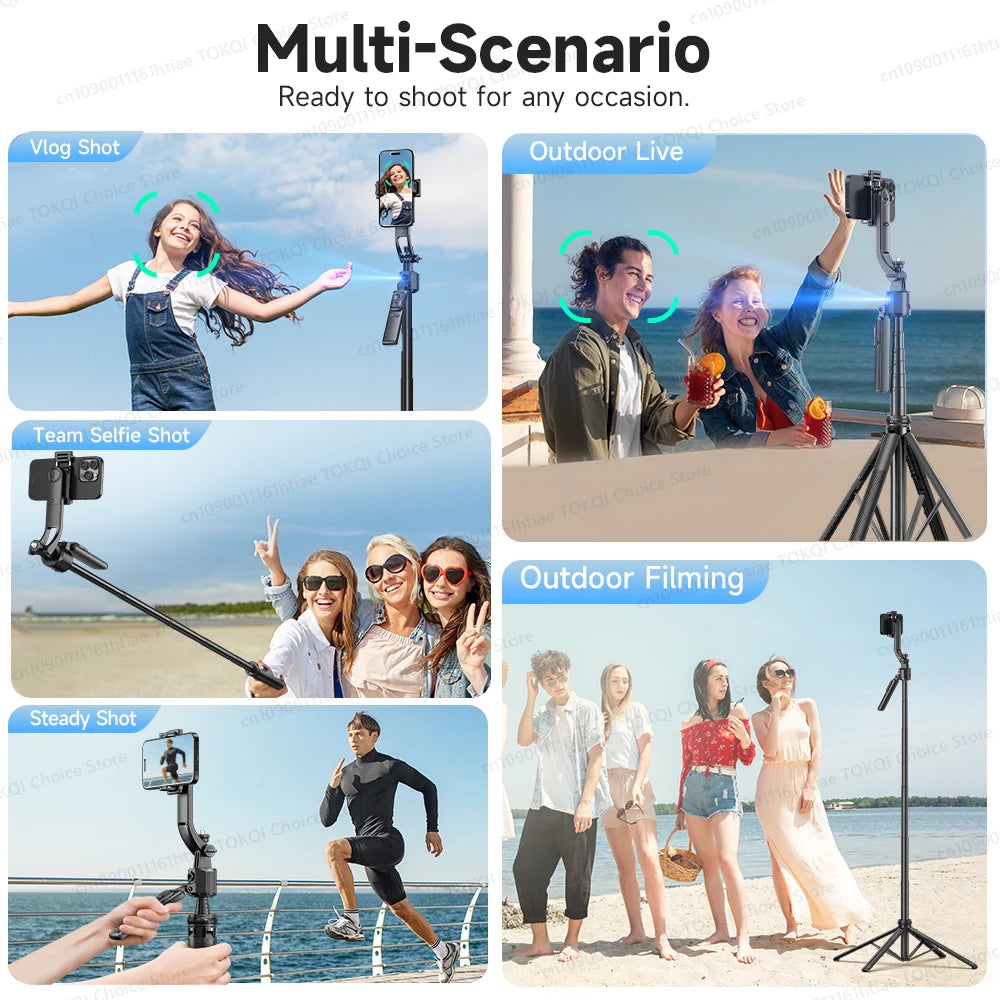 AI Face Tracking Gimbal Phone Stand – 360° Auto Rotate Selfie Stick Tripod