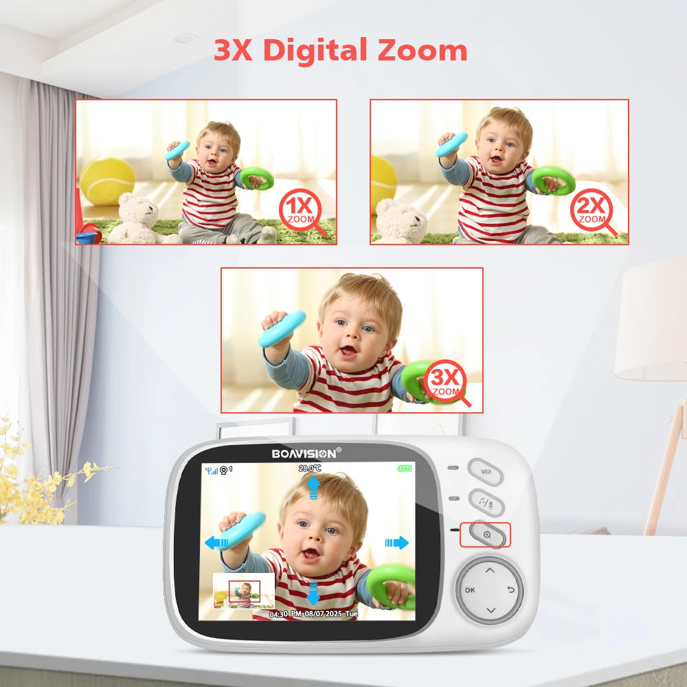 Wireless Video Baby Monitor – 3.2" Screen, Night Vision & Two-Way Talk