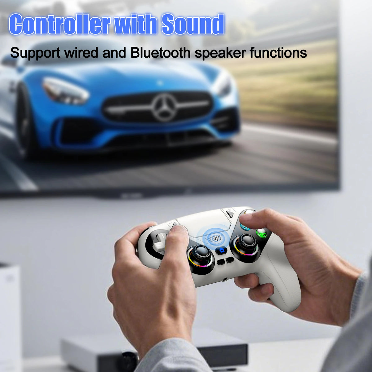 RGB Wireless Controller for PS5, PS4 & PC – Dual Vibration