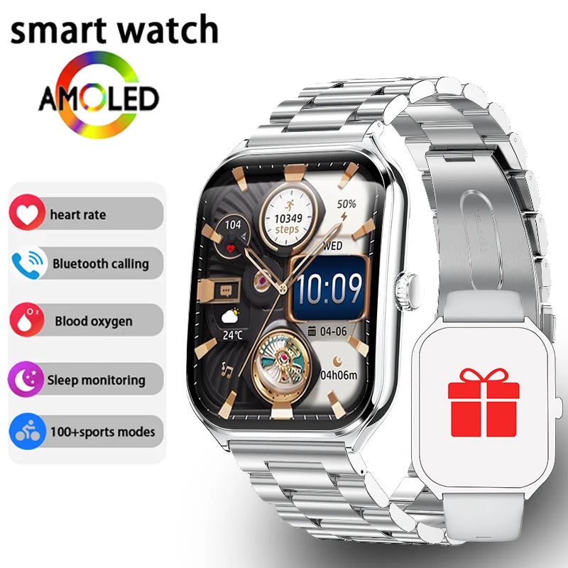 Ultra-Thin 1.96" AMOLED Smart Watch with Always-On Display & Bluetooth Calling