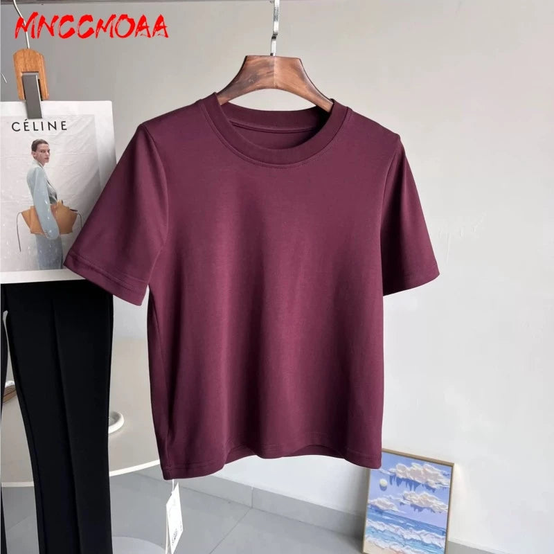 High Quality 2026 Summer New Women Fashion Stripes O-Neck Cotton T-Shirt Ladies Casual Short Sleeve Basic Tees Tops Female