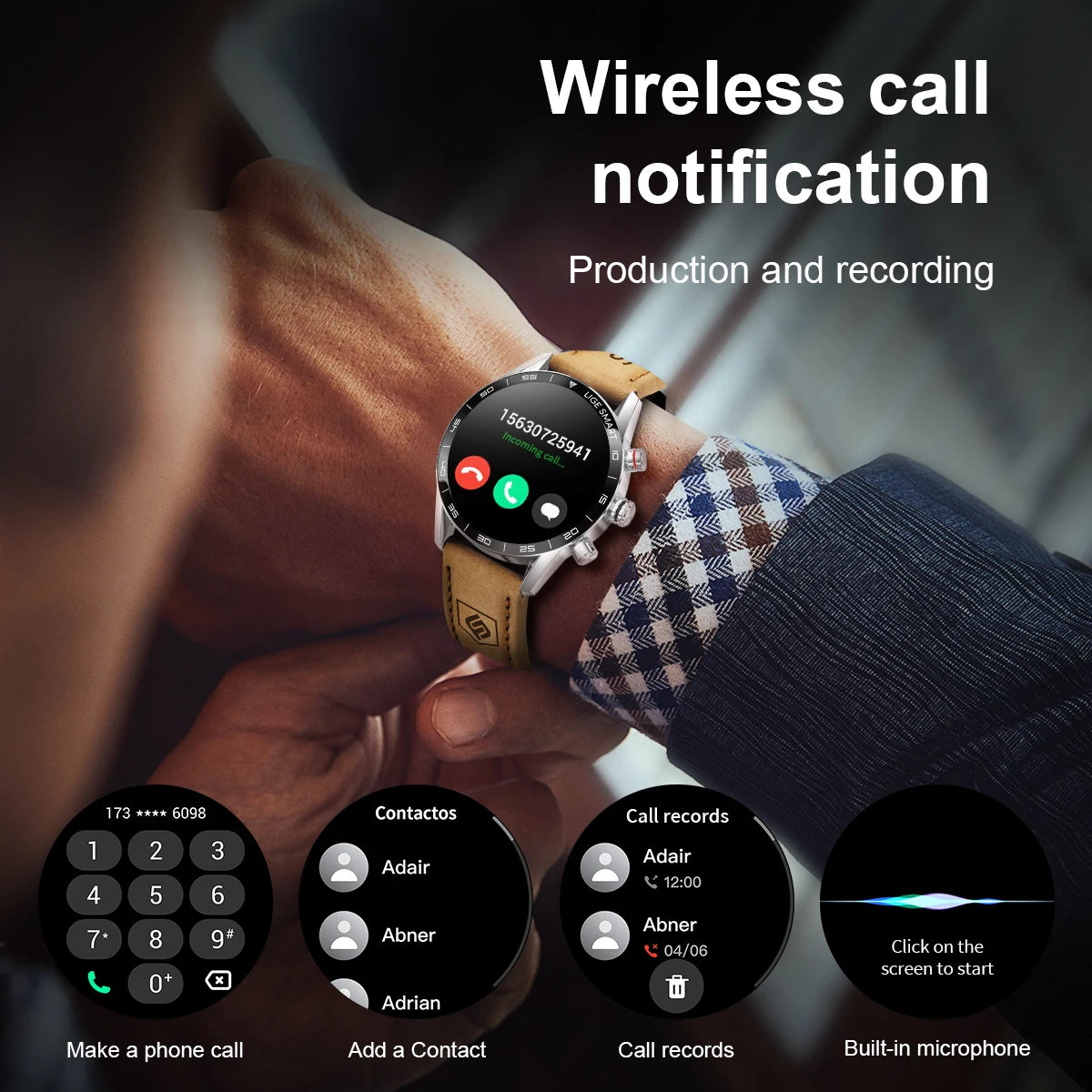 LIGE Rugged Military GPS Smart Watch for Men, AMOLED Display, Bluetooth Calling