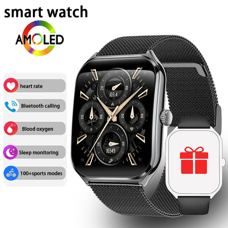 Ultra-Thin 1.96" AMOLED Smart Watch with Always-On Display & Bluetooth Calling
