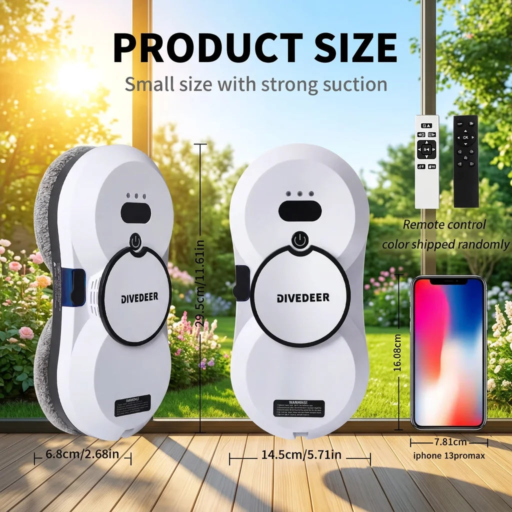 DIVEDEER Home intelligent cleaning robot with automatic water spraying function, anti drop magnetic glass cleaning machine
