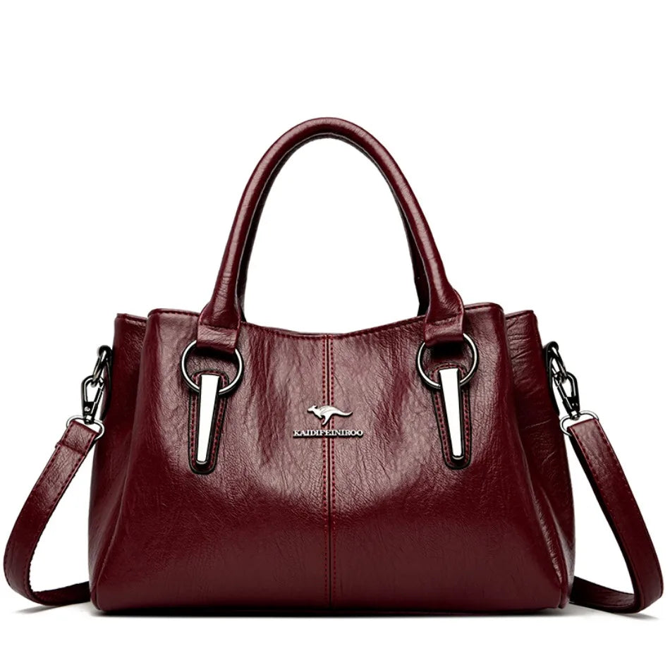 3-Layer Soft PU Leather Shoulder Crossbody Bag – Large Women's Handbag