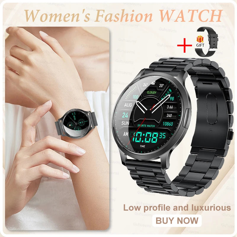 Women's 1.32" AMOLED Smart Watch with Bluetooth Calling, Elegant Steel Band