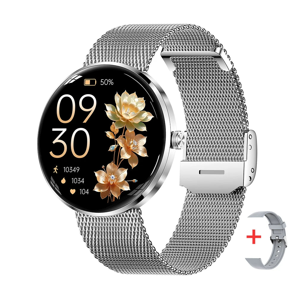 MEVADEN Women's Smart Watch, 1.43" AMOLED, 8.5mm Ultra-Thin Stainless Steel