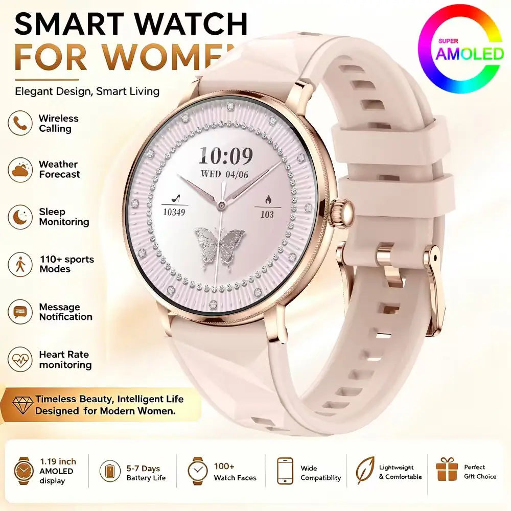 Military-Style Smart Watch, 1.19" AMOLED Display, Bluetooth Calling, Water Resistant