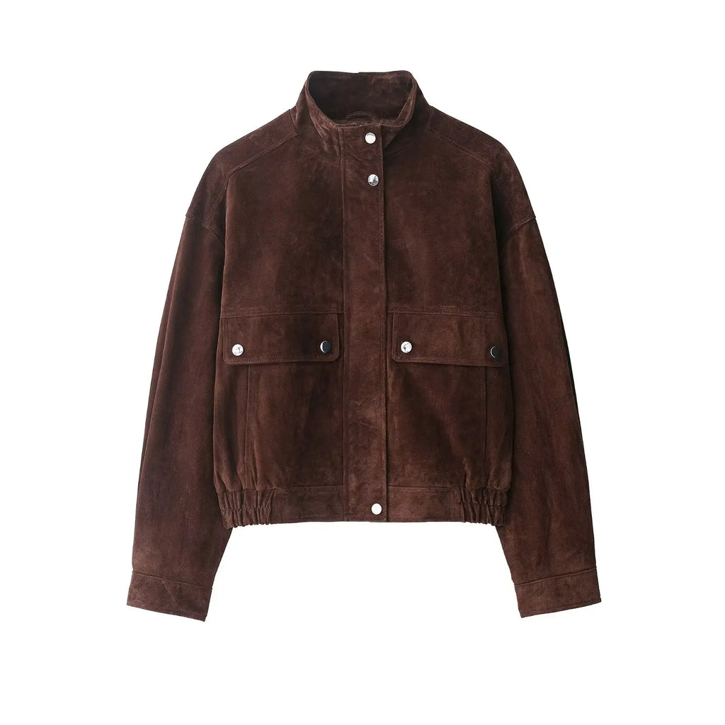 Women's Slim Warm Autumn Jacket with Big Pockets – Elegant Street-Style Coat