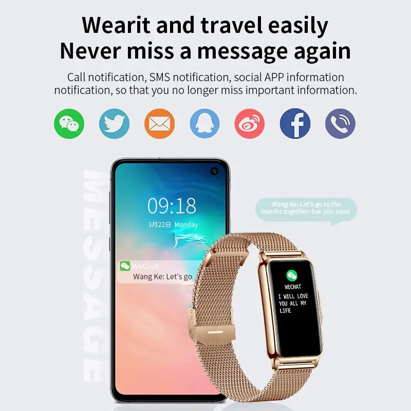 LIGE Women's Smart Watch with Steel Band, Bluetooth Calling, IP67 Water Resistant