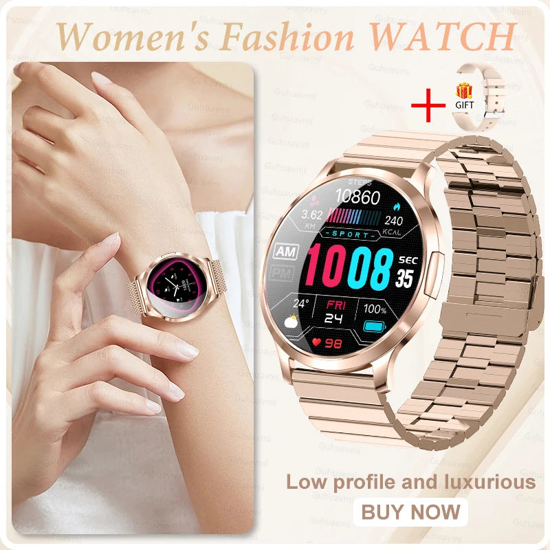Women's 1.32" AMOLED Smart Watch with Bluetooth Calling, Elegant Steel Band