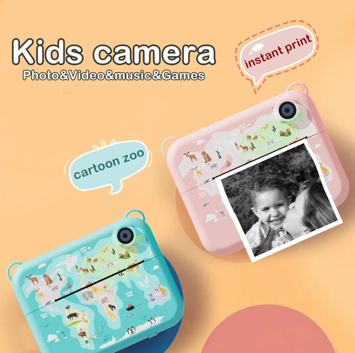 Kids Instant Print Camera – 1080P HD Digital Camera with Thermal Printer