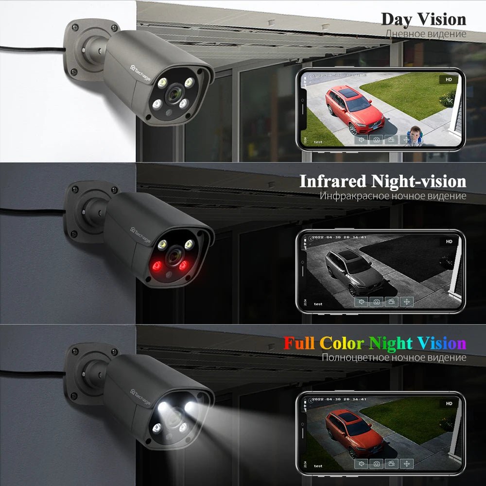 Techage 8CH 8MP 5MP 4K PoE Camera System 2-Way Audio Colorful Night H.265 Smart AI Face Detection CCTV Video Surveillance XMEYE