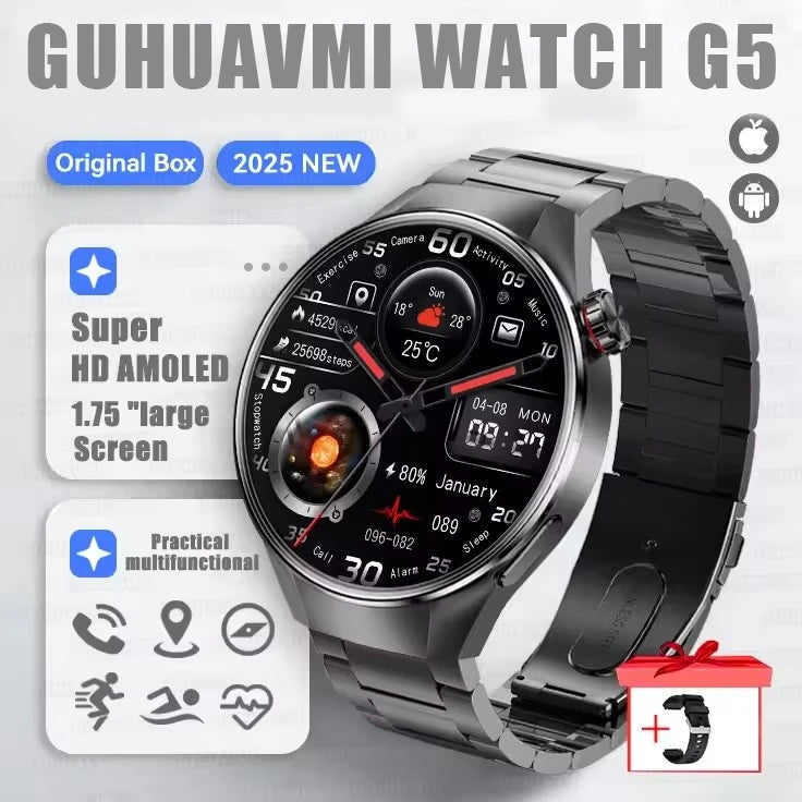G5 Plus GPS Smart Watch for Men, 1.75" AMOLED, Compass, Bluetooth Calling, IP68