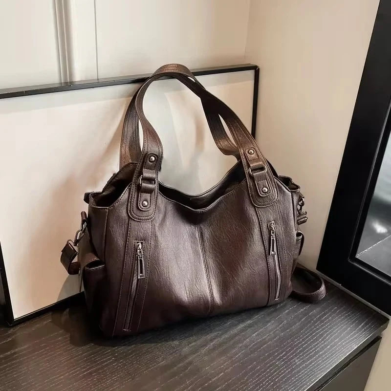 Soft PU Leather Crossbody Shoulder Bag – Multi-Compartment Women's Handbag