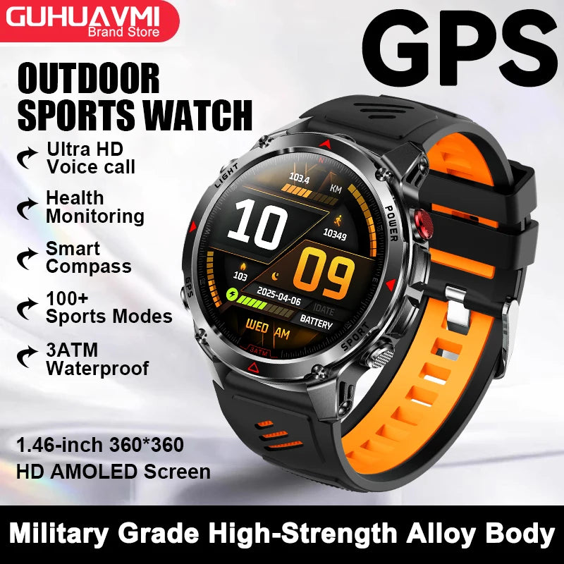 GPS Navigation Smart Watch with AMOLED Screen, Compass, NFC & Bluetooth Calling
