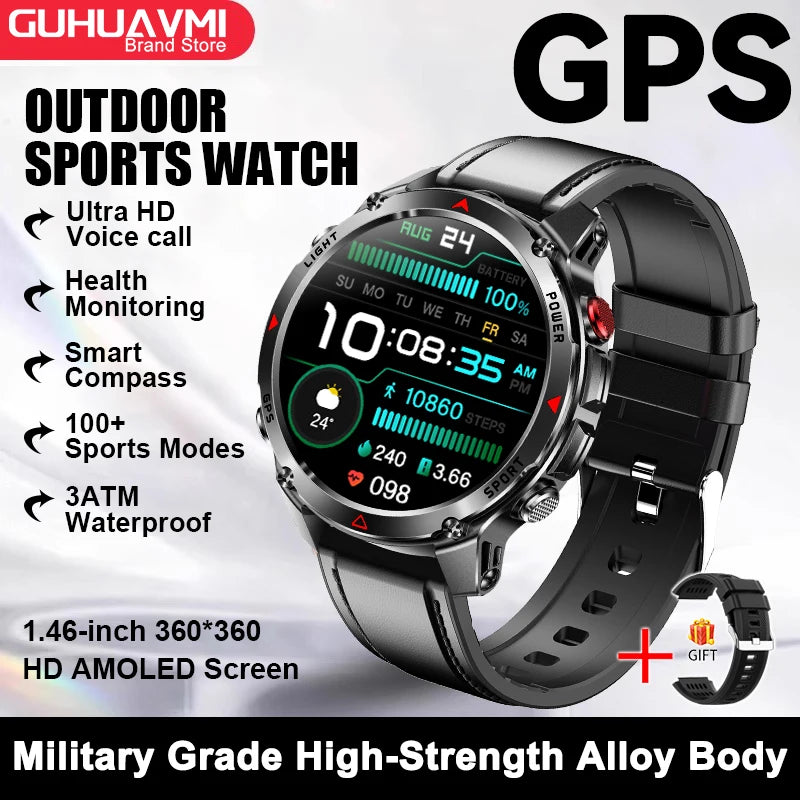 GPS Navigation Smart Watch with AMOLED Screen, Compass, NFC & Bluetooth Calling