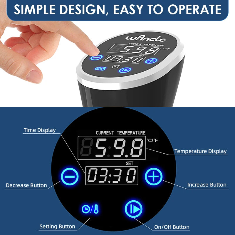 1100W Sous Vide Cooker – Precision Immersion Circulator with LCD Touch