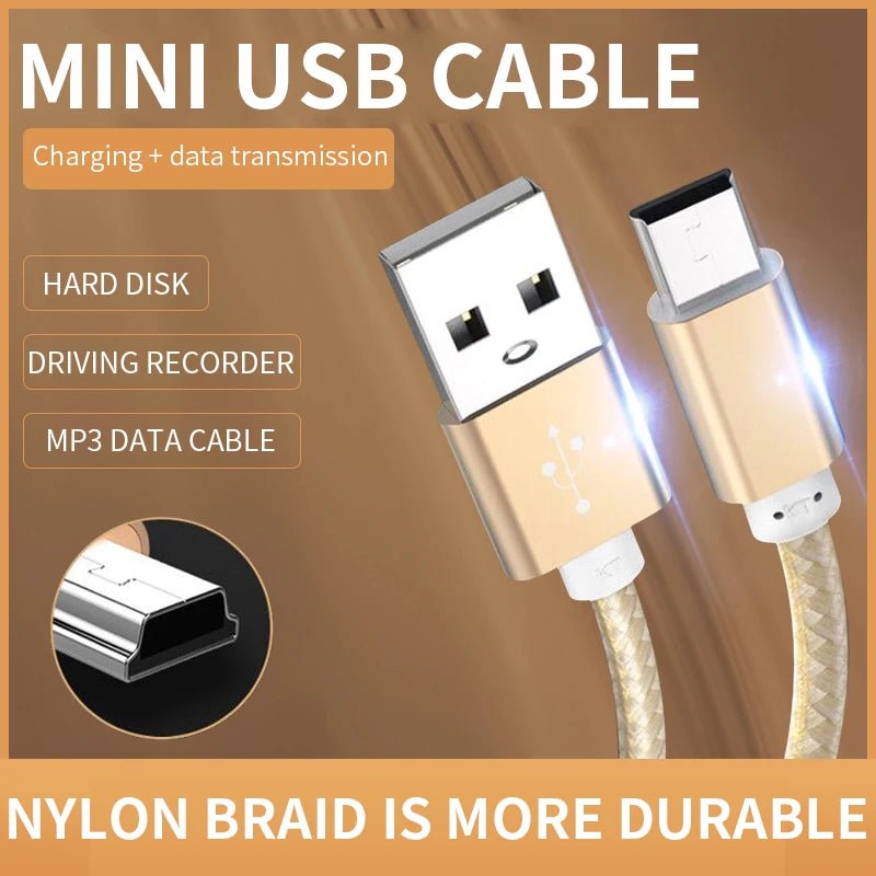 NNBILI Mini USB Cable USB To USB Fast Data Charger Cable For MP3 MP4 Player Car DVR GPS Digital Camera HDD Mini USB 1M/2M