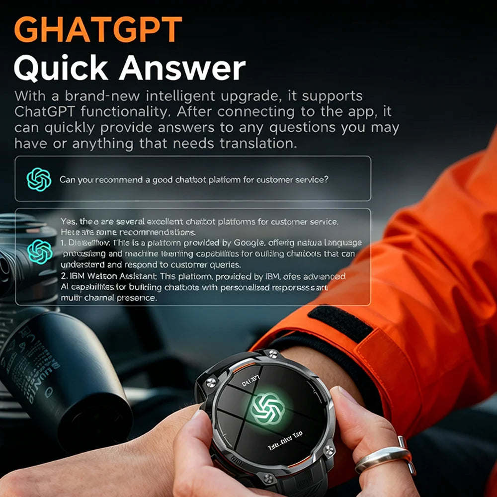 Outdoor GPS Smart Watch with Offline Maps, 1.46" AMOLED, Compass, Altimeter, IPX8