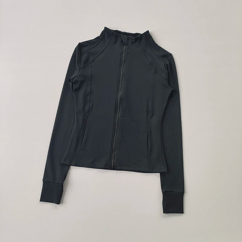 Women's Full-Zip Workout Jacket – Warm Long Sleeve Yoga & Running Top