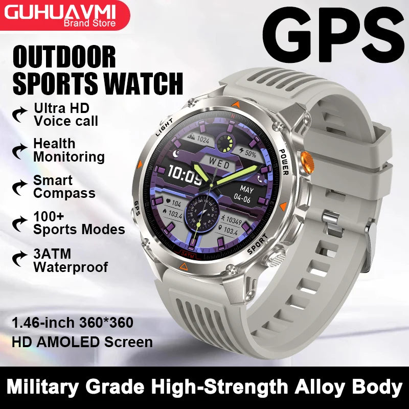 GPS Navigation Smart Watch with AMOLED Screen, Compass, NFC & Bluetooth Calling
