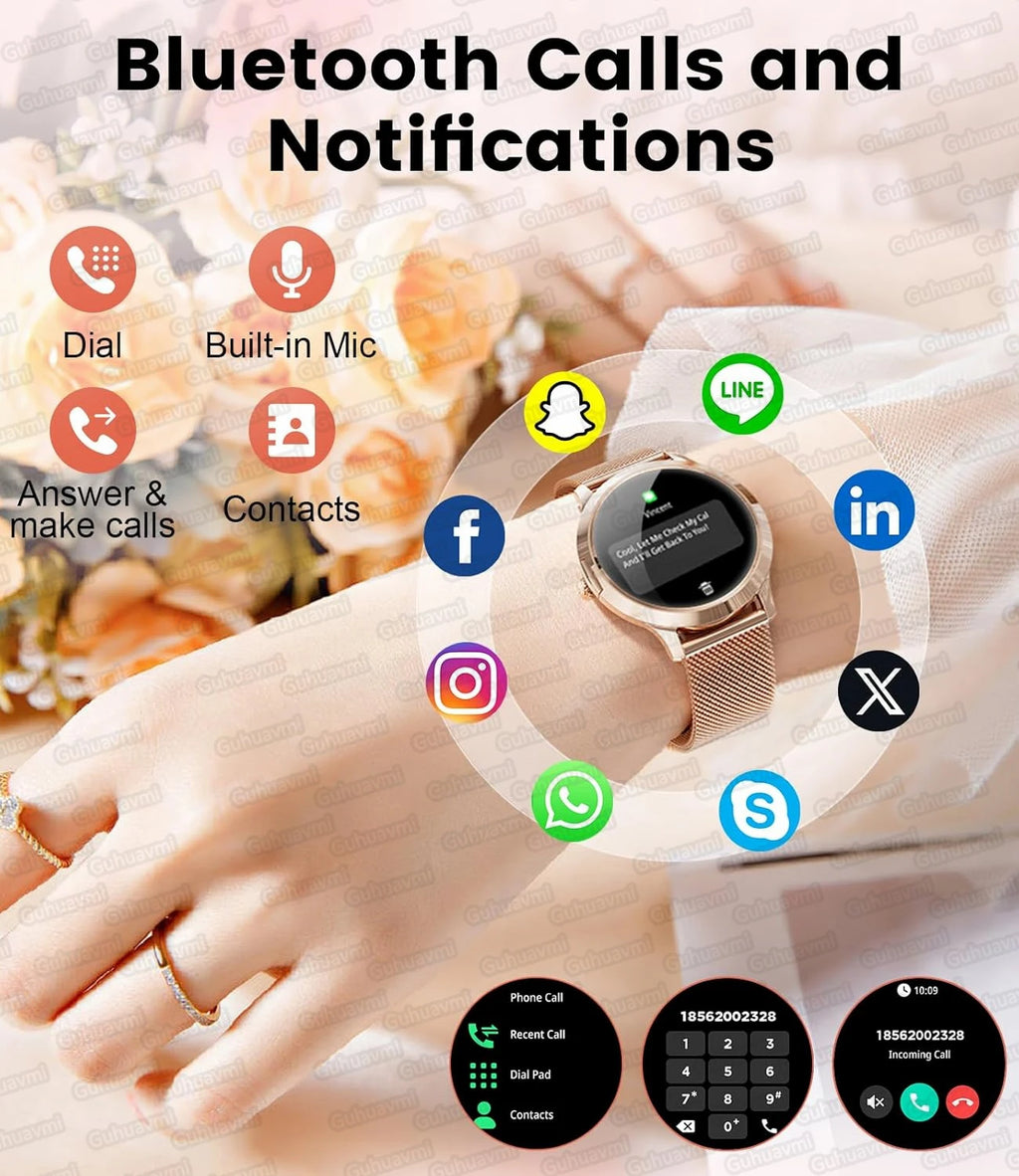 Women's 1.32" AMOLED Smart Watch with Bluetooth Calling, Elegant Steel Band
