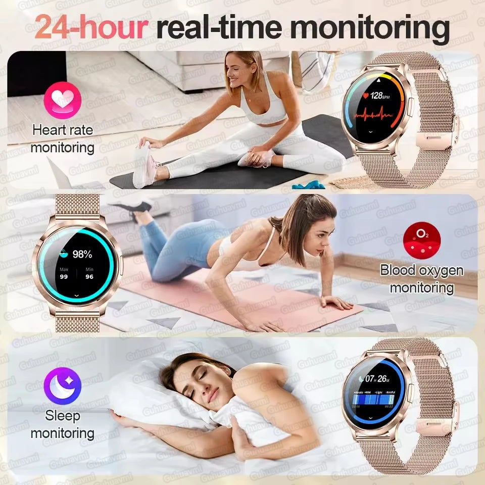 Women's 1.32" AMOLED Smart Watch with Bluetooth Calling, Elegant Steel Band