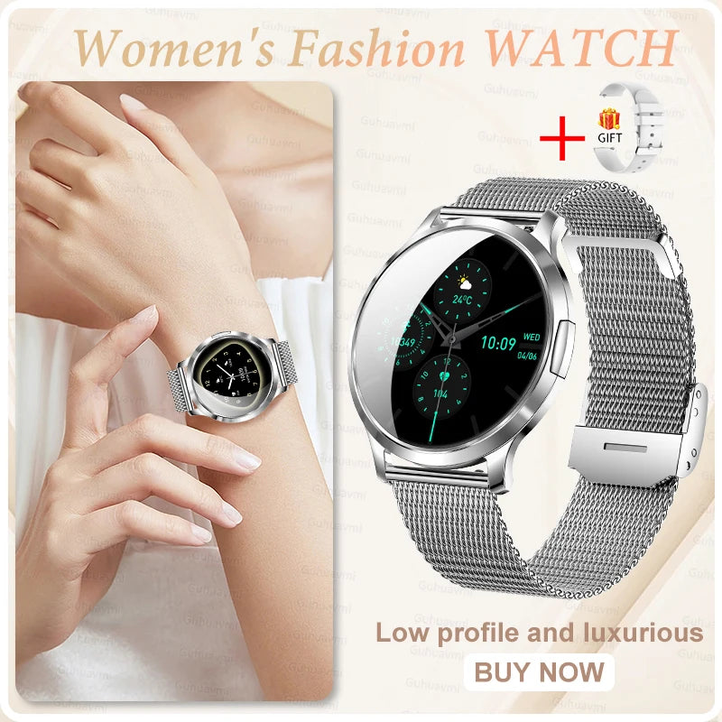 Women's 1.32" AMOLED Smart Watch with Bluetooth Calling, Elegant Steel Band