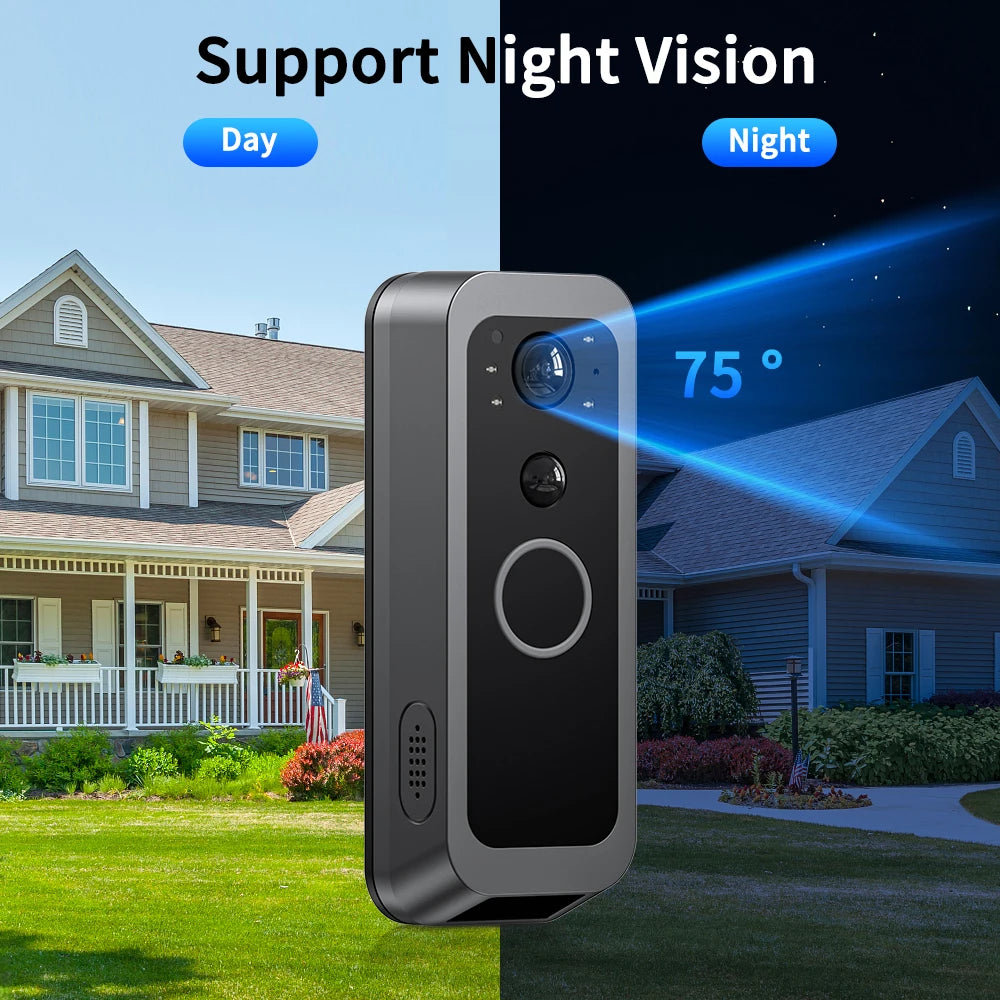 2 Way Audio Smart Wireless Doorbell Camera HD Night Vision Visual Intercom Doorbell Peephole Doorbell