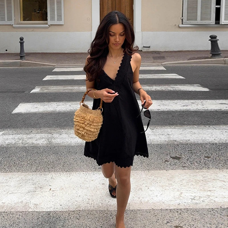 Elegant Lace Patchwork V Neck Vests High Waist Shorts Fashion Cotton and Linen Shorts Set for Women 2026 Summer Chic 2 Pcs Suit