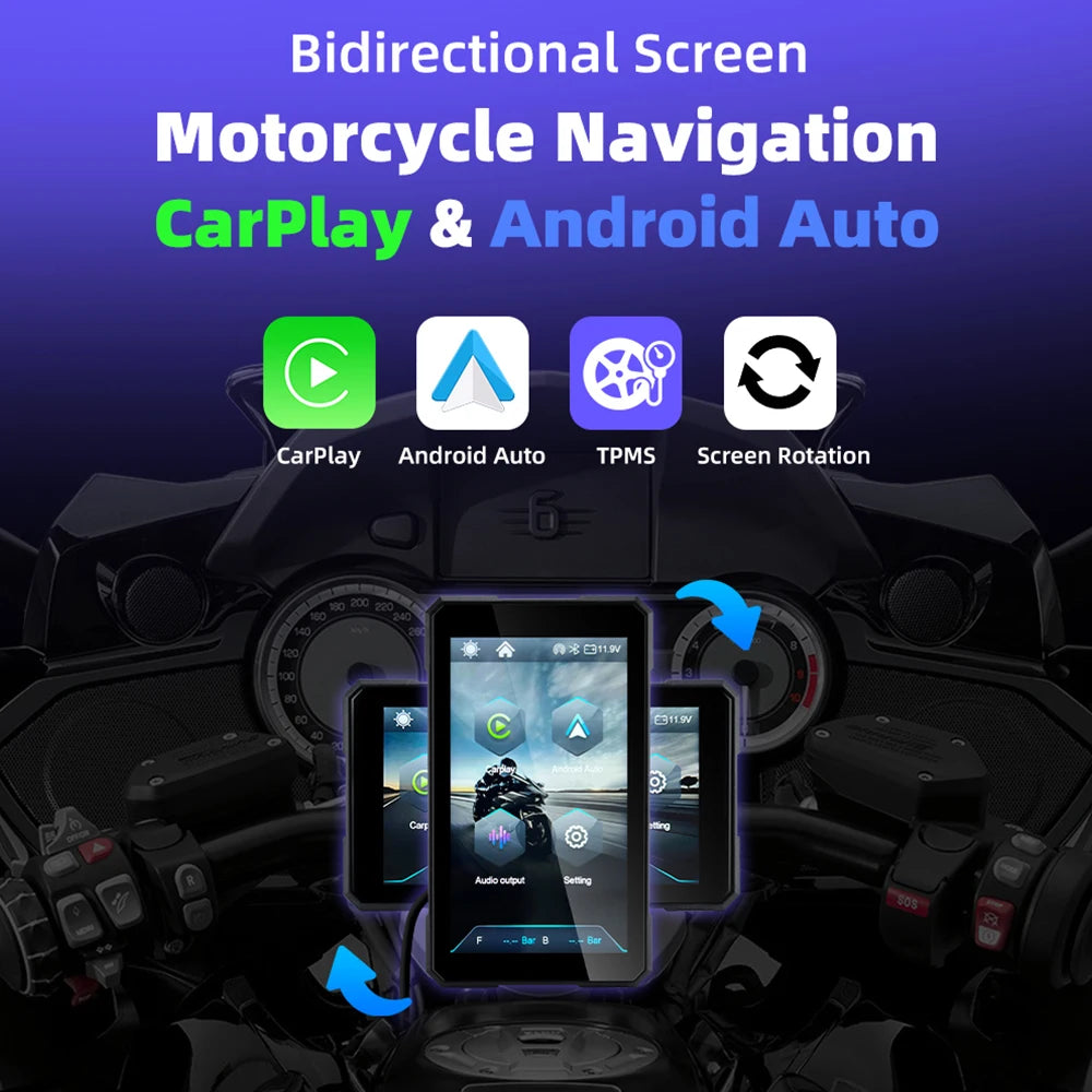 5" Wireless CarPlay & Android Auto Motorcycle Display – Portable GPS Dashboard