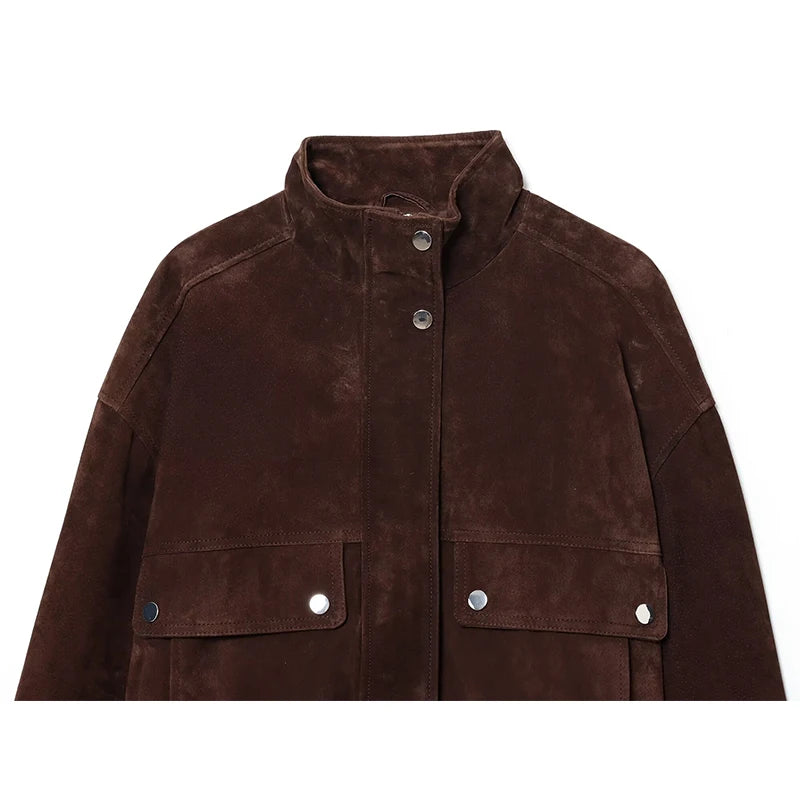 Women's Slim Warm Autumn Jacket with Big Pockets – Elegant Street-Style Coat