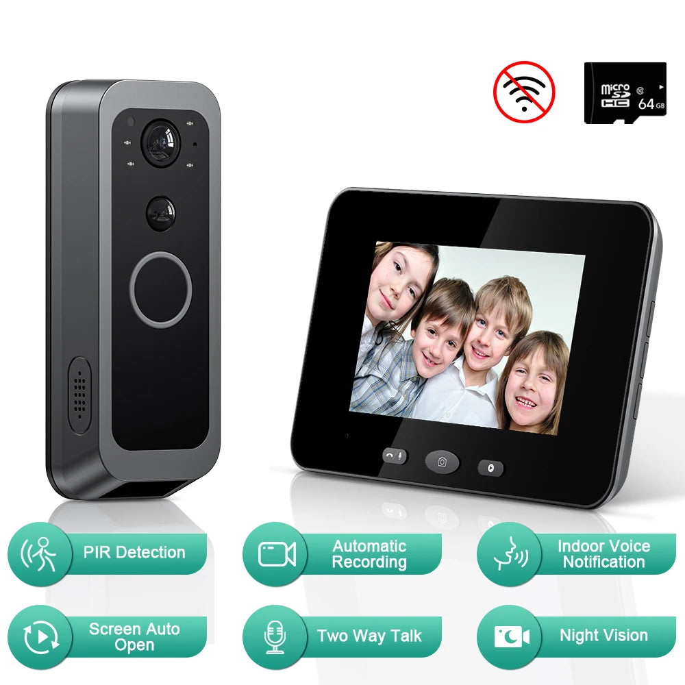 2 Way Audio Smart Wireless Doorbell Camera HD Night Vision Visual Intercom Doorbell Peephole Doorbell