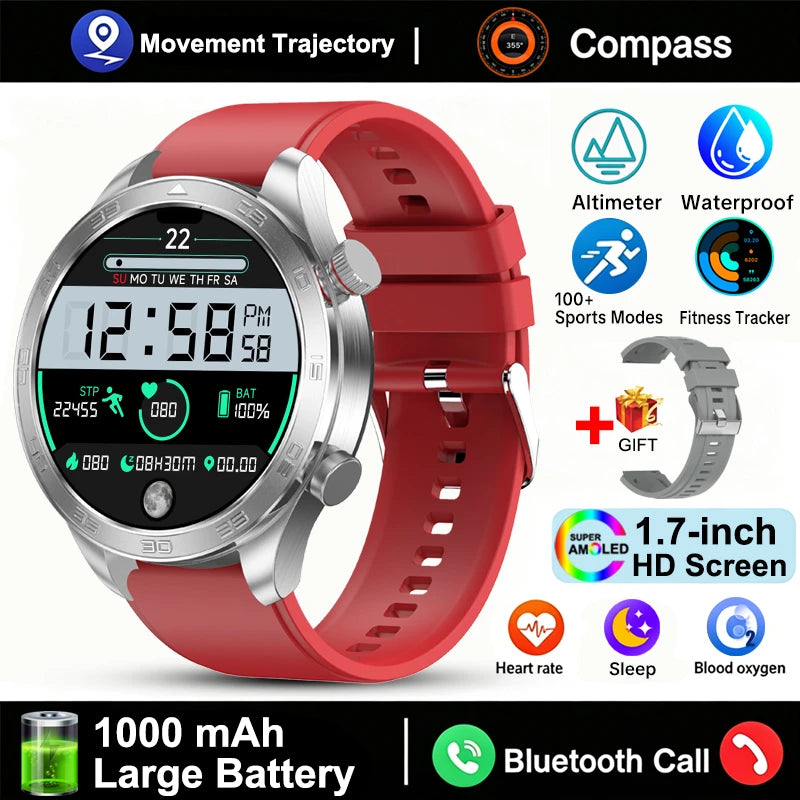 Outdoor GPS Smart Watch with AMOLED Screen, Compass, Bluetooth Calling, IP68 Waterproof