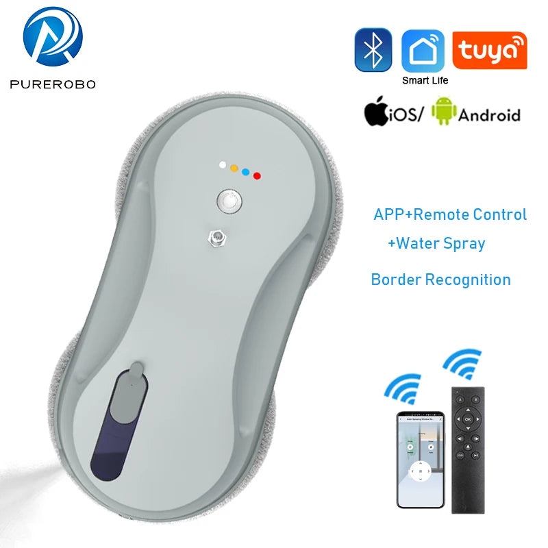 Window Cleaning Robot Purerobo W-R3S With APP & Remote Control Smart Automatic Water Spray Glass Electric Window Cleaner Robot