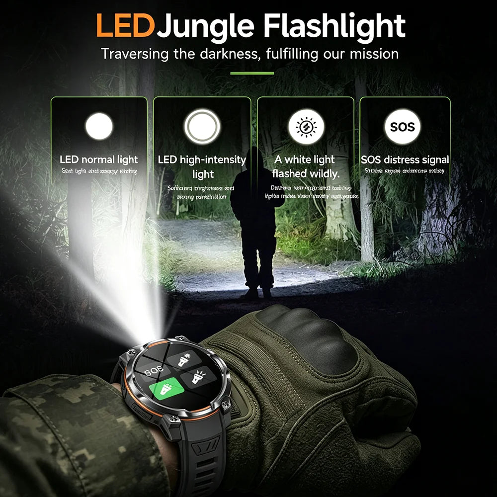 Outdoor GPS Smart Watch with Offline Maps, 1.46" AMOLED, Compass, Altimeter, IPX8