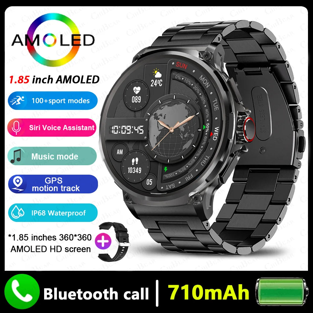 1.85" AMOLED Smart Watch with GPS Tracking, Bluetooth Calling & 710mAh Battery