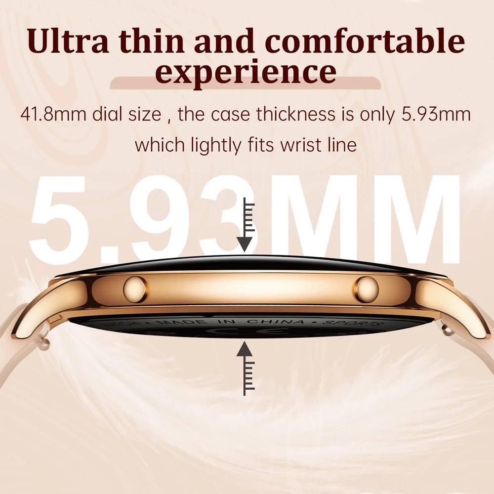 Ultra-Thin Women's Smart Watch, AMOLED, GPS Tracking, Always-On Display, LED Light