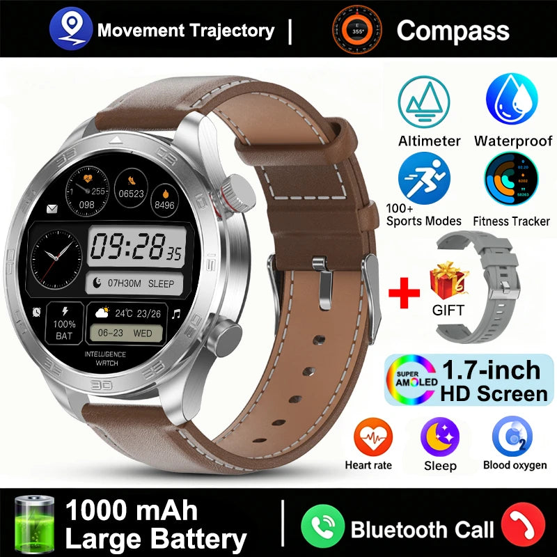 Outdoor GPS Smart Watch with AMOLED Screen, Compass, Bluetooth Calling, IP68 Waterproof