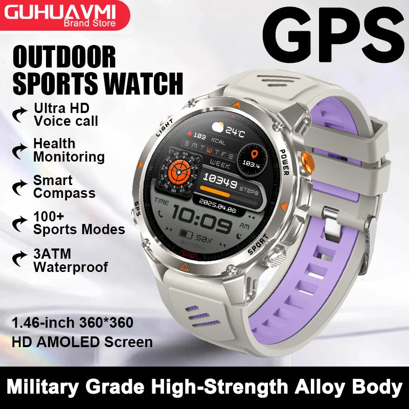GPS Navigation Smart Watch with AMOLED Screen, Compass, NFC & Bluetooth Calling