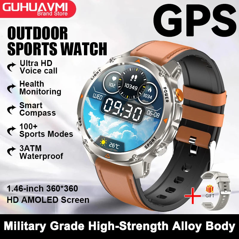 GPS Navigation Smart Watch with AMOLED Screen, Compass, NFC & Bluetooth Calling