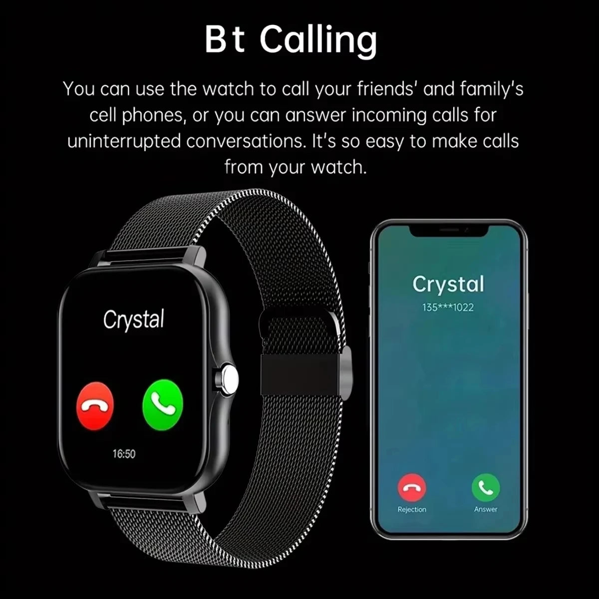 LAXASFIT Full Touch Screen Smart Watch with Bluetooth Calling & Sports Modes