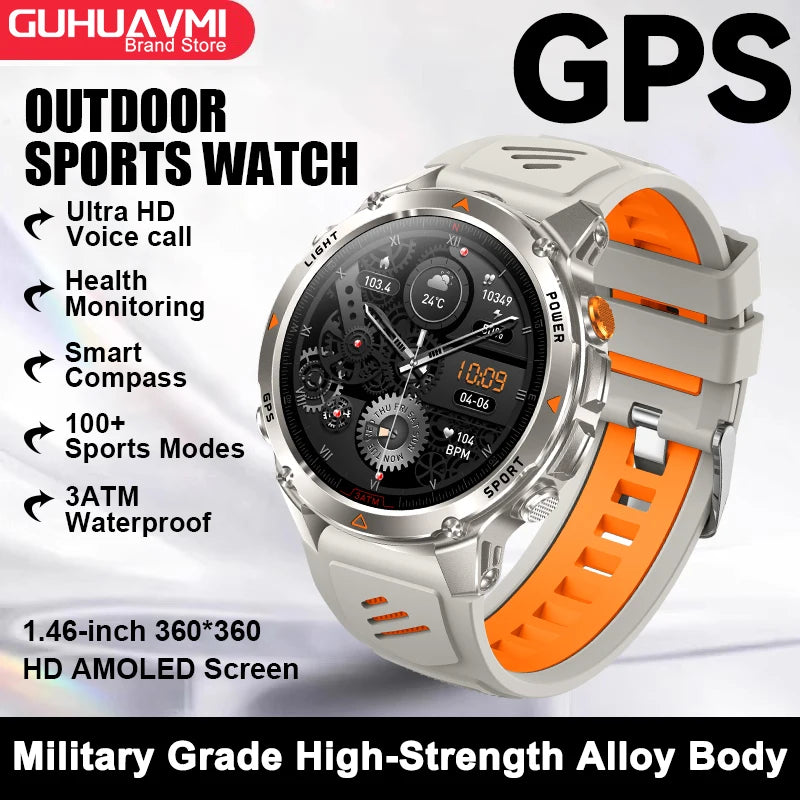 GPS Navigation Smart Watch with AMOLED Screen, Compass, NFC & Bluetooth Calling