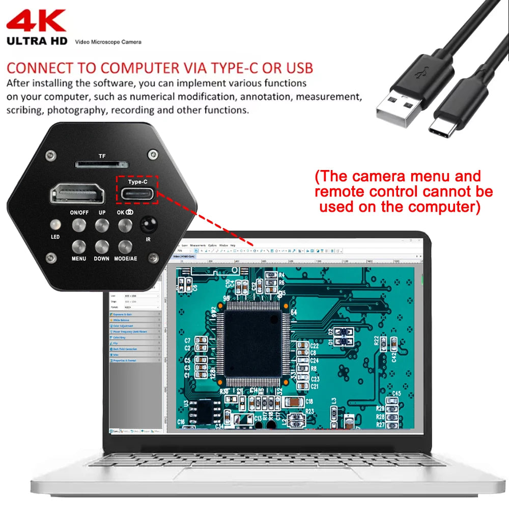 4K 48MP Digital Microscope with LCD Screen for Electronics & Soldering