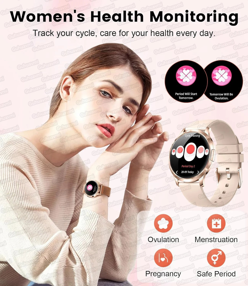 Women's 1.32" AMOLED Smart Watch with Bluetooth Calling, Elegant Steel Band