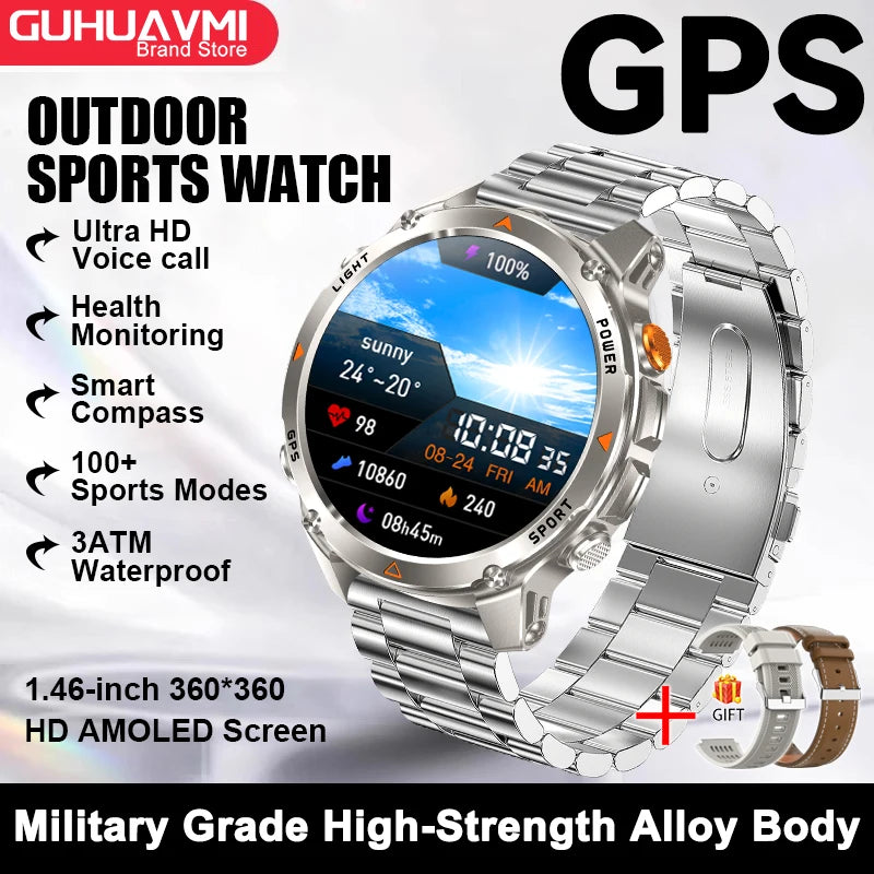 GPS Navigation Smart Watch with AMOLED Screen, Compass, NFC & Bluetooth Calling