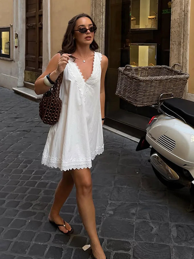 Elegant Lace Patchwork V Neck Vests High Waist Shorts Fashion Cotton and Linen Shorts Set for Women 2026 Summer Chic 2 Pcs Suit