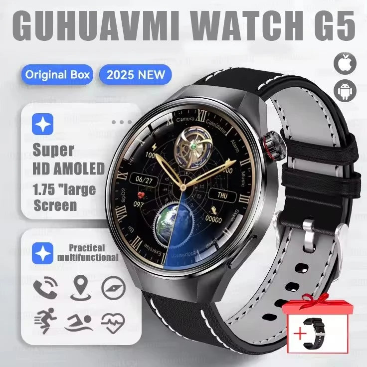 G5 Plus GPS Smart Watch for Men, 1.75" AMOLED, Compass, Bluetooth Calling, IP68