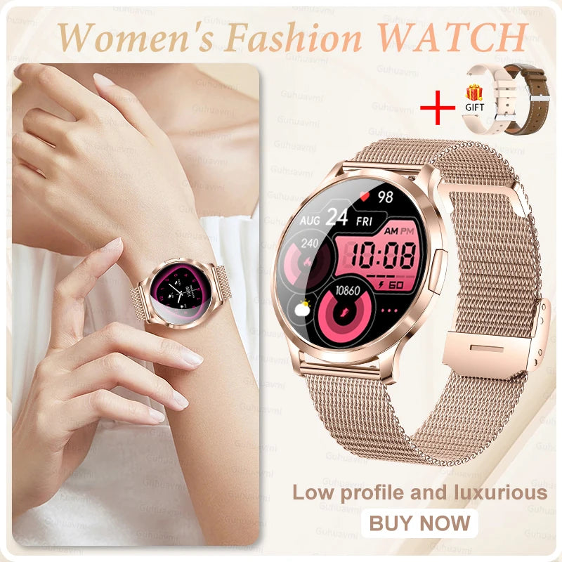 Women's 1.32" AMOLED Smart Watch with Bluetooth Calling, Elegant Steel Band